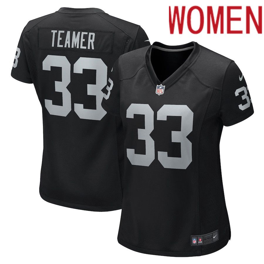 Women Oakland Raiders #33 Roderic Teamer Nike Black Game NFL Jersey